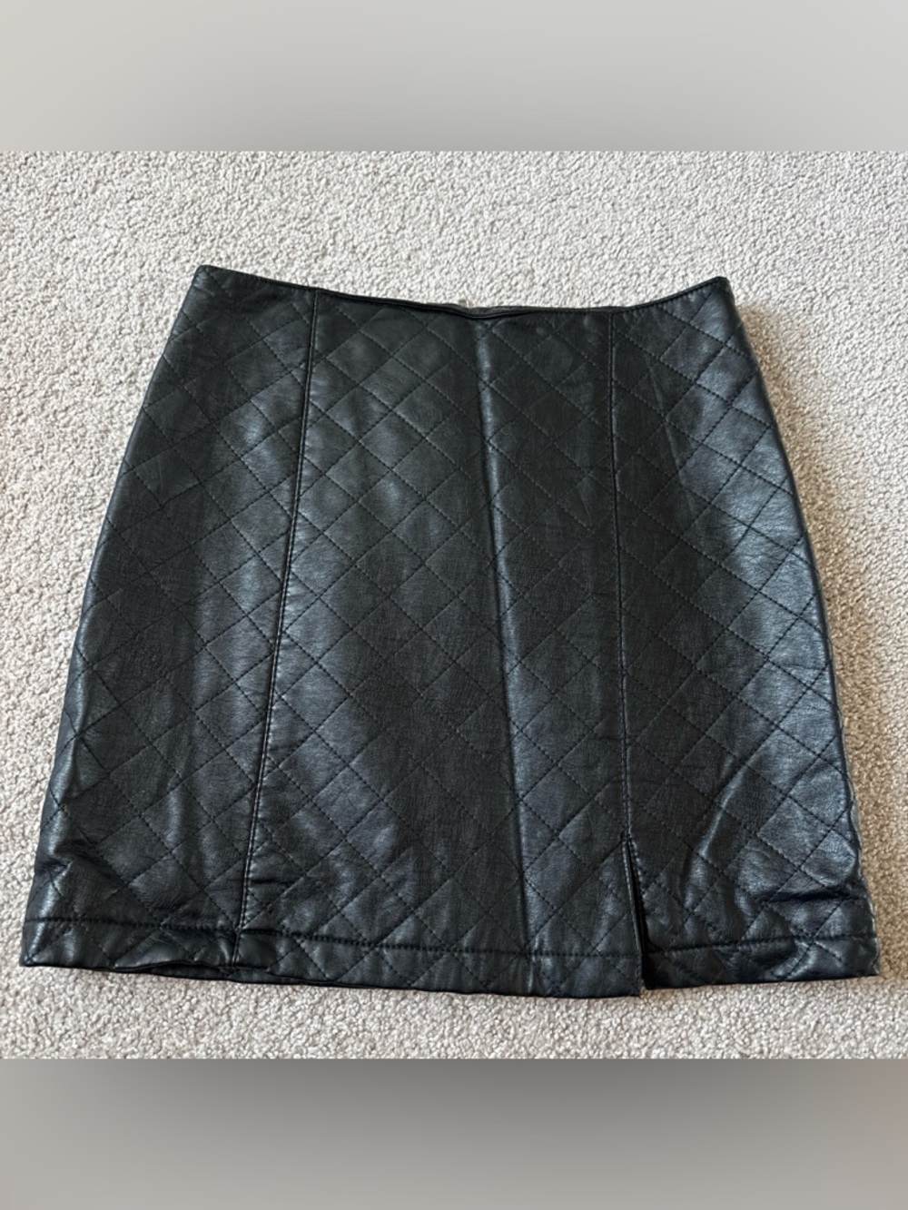 Forever 21 Quilted Faux Leather Black Mini Skirt